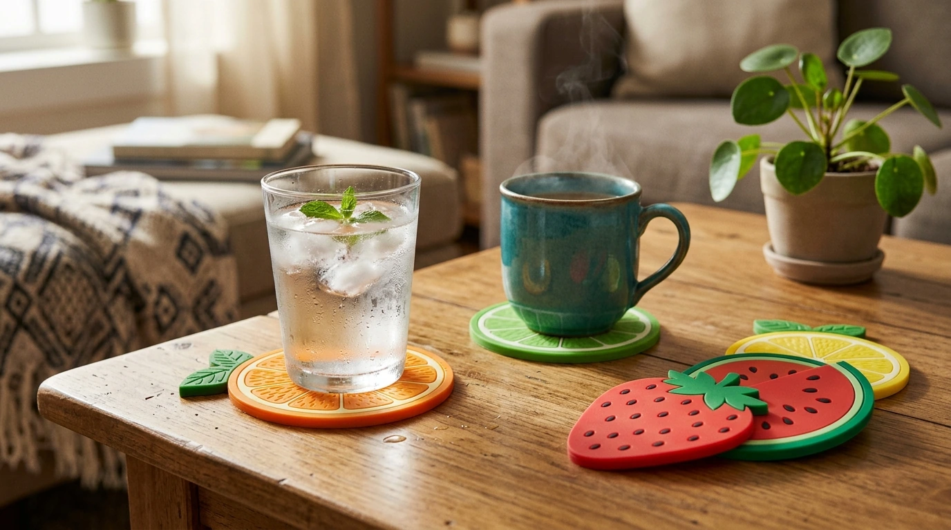 Fruit-Shaped Silicone Coasters: Non-Slip & Heat-Resistant