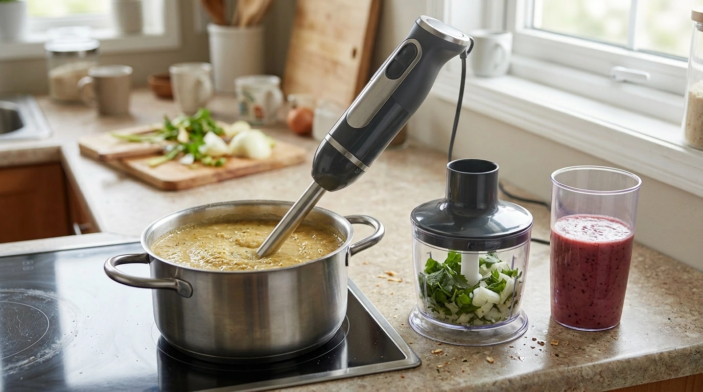 1200W 4-in-1 Hand Blender: Soup, Chop, Smoothie