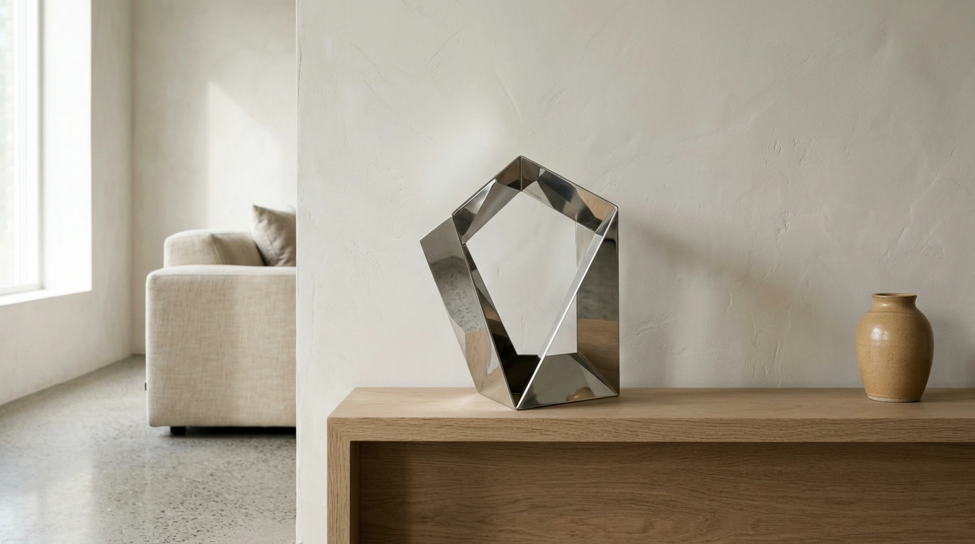 Modern Geometric Stainless Steel Sculpture for Clean Decor