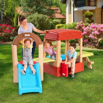 Toddler Backyard Playhouse: Slide, Climb, Kitchen + Table